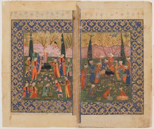 Folio från en oidentifierad text; verso: Sulayman Enthroned, Shiraz, Iran, c.1560-70 av Persian School
