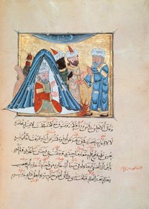 Illustration från Maqamat (The Meetings) av Al-Hariri (gouache på papper) av Persian School