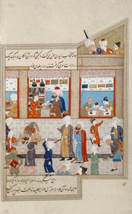 Scen med Hosein Ibn Baikara från Timuriderna, miniatyr, Persien 1500-talet av Persian School