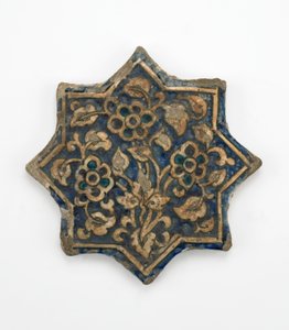 Kakel i åttauddig stjärnform, Il-Khanid-perioden, 1256-1335 (stenpasta, gjuten och målad under transparent glasyr) av Persian School