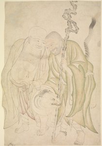 Two Lohans, c.1480 (bläck och genomskinlig akvarell på papper) av Persian School