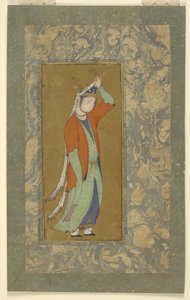 Kvinnan justerar sin aigrette, c.1590 av Persian School