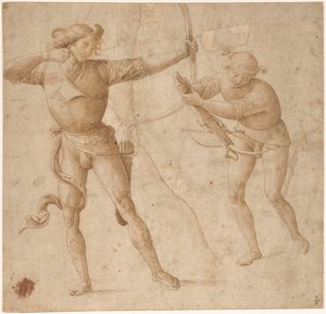 En bågskytt och en arbalist, ca. 1500.