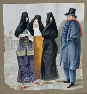 On the Streets of Lima, c.1820 (wc på märgpapper) av Peruvian School
