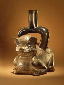 Kärl med puma, Chavin Culture, c.90 f.Kr. (keramik) av Peruvian School