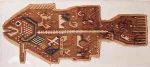 Ullslitsväv av en fisk (textil) av Peruvian School