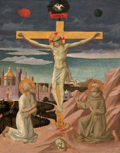 Korsfästelsen med den helige Hieronymus och den helige Franciskus av Pesellino