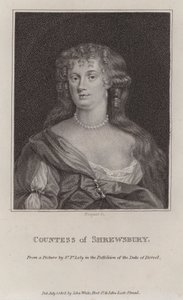 Anna Maria Talbot, grevinna av Shrewsbury (gravyr) av Peter (after) Lely