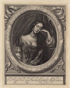Barbara Villiers, grevinna av Castlemaine, älskarinna till kung Charles II (gravyr)