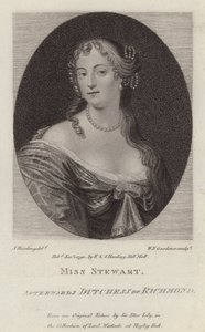 Frances Stewart, hertiginna av Richmond (gravyr) av Peter (after) Lely