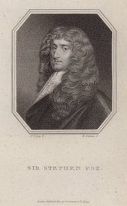 Sir Stephen Fox, engelsk politiker (gravyr) av Peter (after) Lely