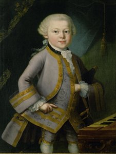 Unge Mozart i hovdräkt (olja på duk) av Peter Anton Lorenzoni