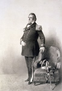 Commodore Matthew Calbraith Perry (1794-1858) från "Graphic Scenes in the Japan Expedition", graverad av P. Haas, publicerad 1856 (fotogravyr).