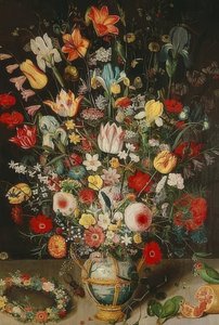 Vas med blommor. Omkring 1620