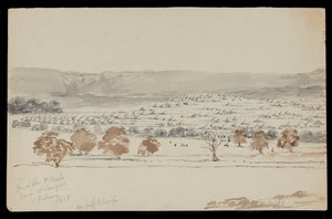 General Sir Hugh Roses läger i Saugor, 6 februari 1858 (ritning) av Peter Charles William