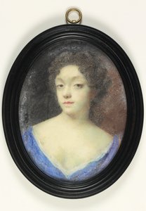 En dam som heter Mrs Hillesley (akvarell på veläng)