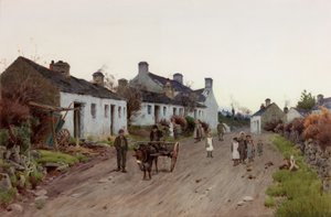 A Welsh Village – Evening, ca 1890-1910 (Akvarell och gouache) av Peter Ghent
