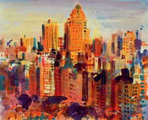 Upper Manhattan, 2000 (wc på papper) av Peter Graham (Contemporary)