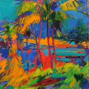 Hawaii Optical, 2024 (olja på duk) av Peter Graham