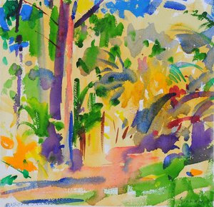 Maui Rainforest, 2023 (akvarell) av Peter Graham