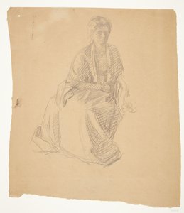 Konstnärens hustru (fru Elise P. H.) sittande. Studie till målningen: Invigning av Faaborgs museum (1910-11) av Peter Hansen