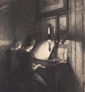 Två små flickor vid ett piano av Peter Vilhelm Ilsted
