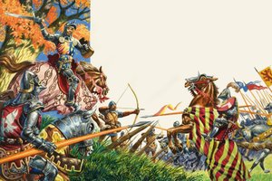 Slaget vid Agincourt 1415 (gouache på papper) av Peter Jackson