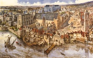Fågelperspektiv över Westminster av Peter Jackson