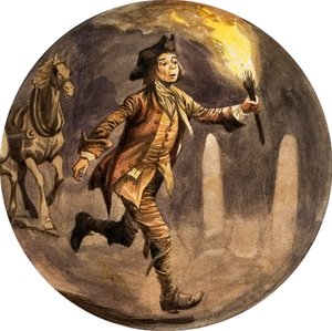 Pojke springer framför vagn med ficklampa av Peter Jackson