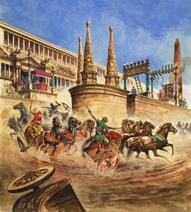 Chariot Race (gouache på papper) av Peter Jackson
