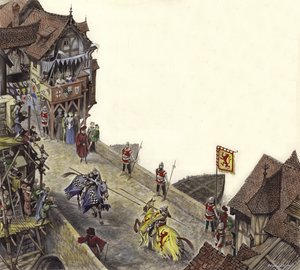 Joust på Old London Bridge den 23 april 1390 av Peter Jackson