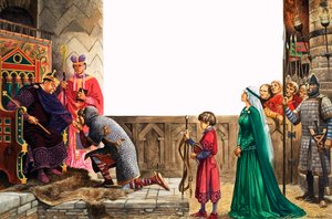 Riddare som svär trohet till kung William I (gouache på papper) av Peter Jackson