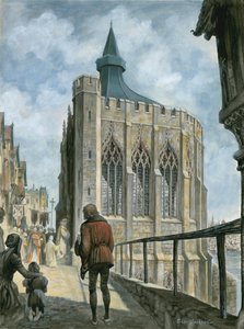Rekonstruktion av kapellet St Thomas på gamla London Bridge av Peter Jackson