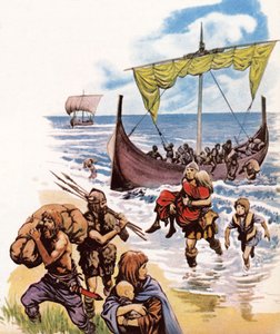 Saxare anländer till Storbritannien i långbåtarna från Tyskland av Peter Jackson