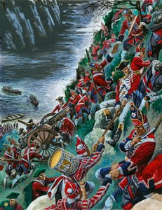 De brittiska soldaterna gör den mödosamma bestigningen av Abrahams höjder för att ta Quebec av Peter Jackson