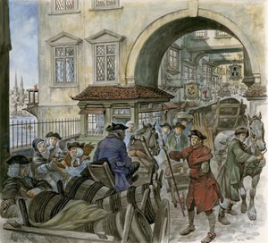 Trafik på Old London Bridge av Peter Jackson