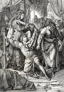 Poetiska tävlingen i slottet Wartburg i Tyskland 1207: Minnesangerna tävlar i poetiska spel, trubaduren Henri d