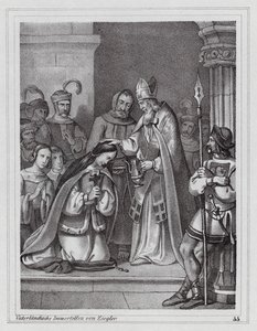 Cyril och Methodius, bysantinska kristna missionärer, 800-talet (gravyr) av Peter Johann Nepomuk Geiger