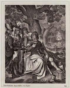 Henry the Fowler tar emot beskedet att han är kung av Östfrankrike, 919 (gravyr) av Peter Johann Nepomuk Geiger