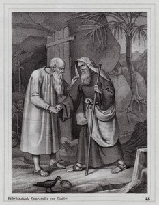 Sankt Paulus av Thebe, kristen eremit (gravyr) av Peter Johann Nepomuk Geiger