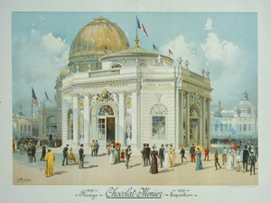 Paviljongen för choklad och menyer, Columbianska världsutställningen, Chicago, Illinois, perspektivvy