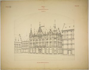 Rathskellers nya byggnad, Halle (Saale), Sachsen-Anhalt, Tyskland, Perspektiv (oavslutat)