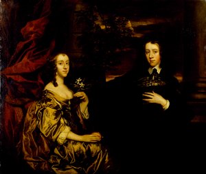 Porträtt av en ung herre och hans hustru, ca 1655-58 (olja på duk) av Peter Lely