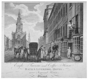 Utanför Eagle Tavern and Coffee House, Bath & Liverpool Hotel, London, c1800