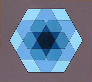 Overlaying Hexagons, 2009 (akryl ombord) av Peter McClure