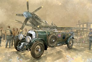 Bentley och Spitfire (olja på duk)
