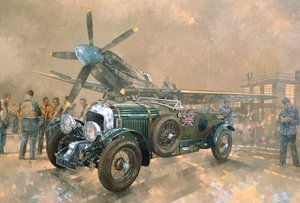 Bentley och Spitfire (olja på duk)