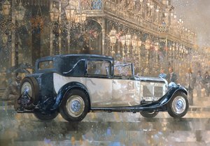 Julbelysning och 8 liters Bentley (olja på duk) av Peter Miller