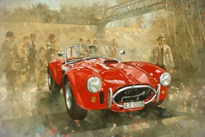 Cobra at Brooklands (olja på duk) av Peter Miller