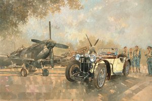 Cream Cracker MG 4 Spitfires (olja på duk)